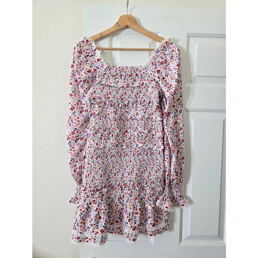 Cake for dinner Floral Mini Smocked Dress L